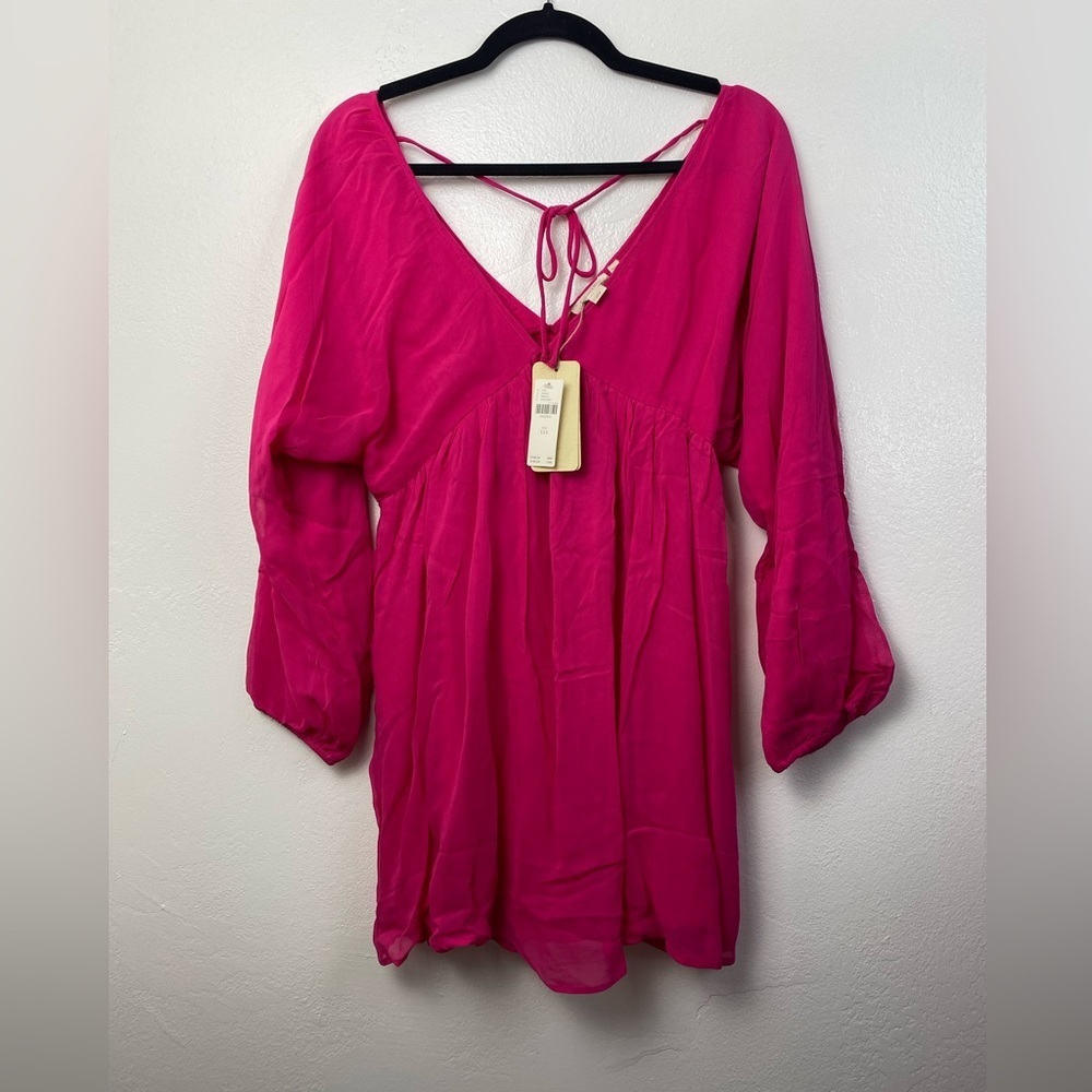 Anthropologie Forever That Girl Sheer Flowy mini dress XXS NWT Barbie Pink - Picture 10 of 13